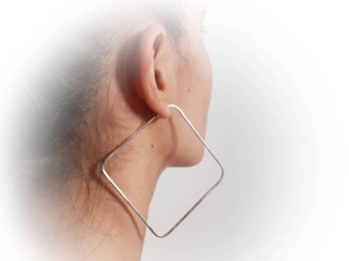 orecchini argento quadrati